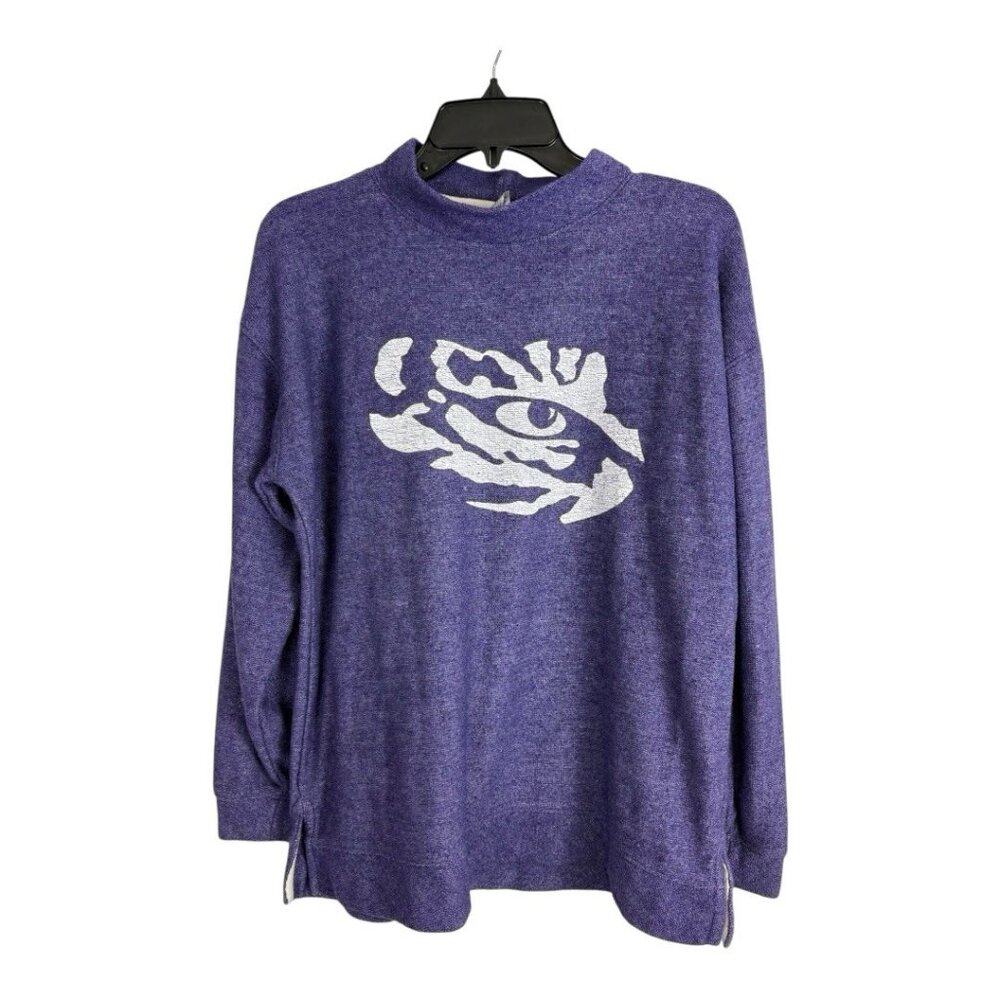 LSU Tiger Eye Womens Shirt Adult Size Large Purple Long Sleeve Baseball Football